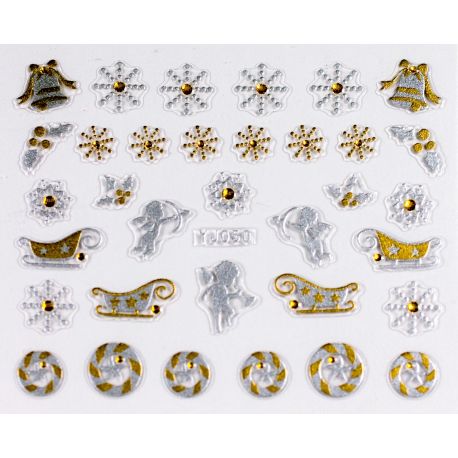 Gold/Silver Nail Sticker 3D Craciun YJ050