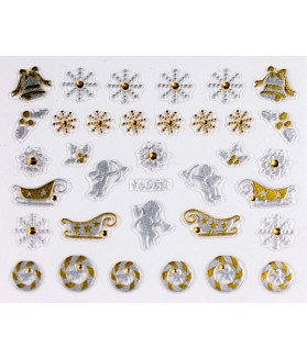 Gold/Silver Nail Sticker 3D Craciun YJ050