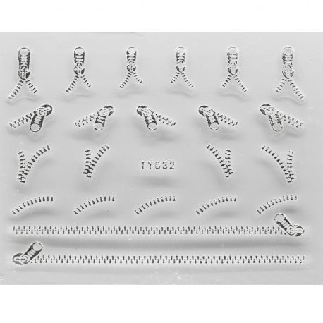 NailSticker Fermoar Silver 3D