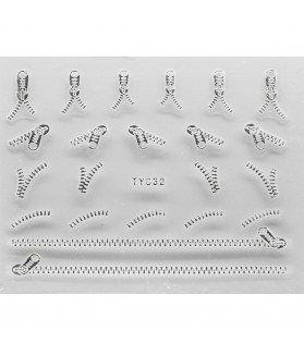 NailSticker Fermoar Silver 3D