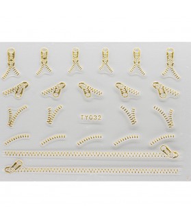 NailSticker Fermoar Gold 3D